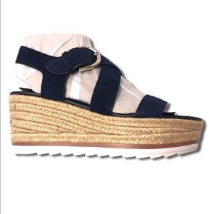 Marc Fisher Navy Blue Wedge Heeled Sandals
